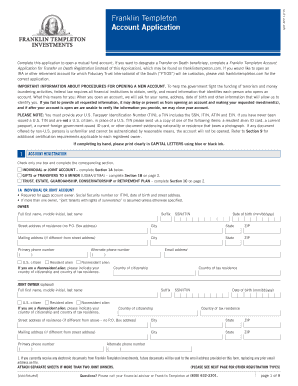 Franklin Templeton Mutual Fund Account Application