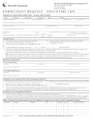 Voluntary Life Insurance Enrollment Request