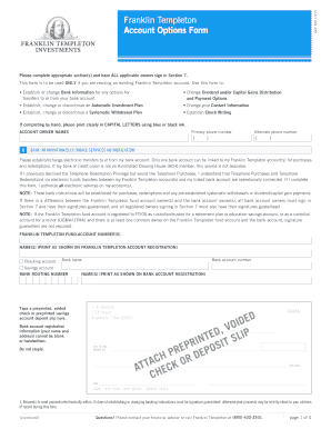 Franklin Templeton Account Options Form