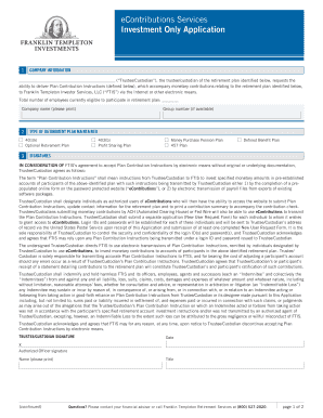 Franklin Templeton eContributions Investment Only Application