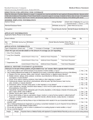 Standard Insurance Medical History Statement