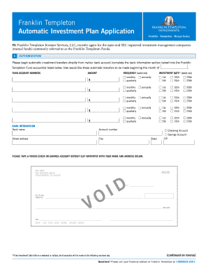 Franklin Templeton Automatic Investment Plan Application
