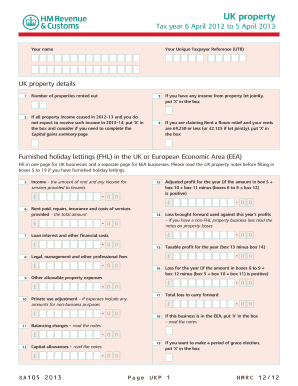 UK Property Income Tax Form 2012-2013