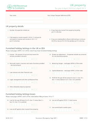 UK Property Tax Return Form 2011