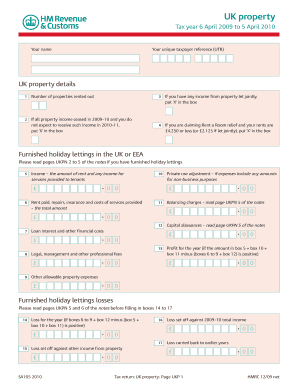 UK Property Income Tax Return 2010
