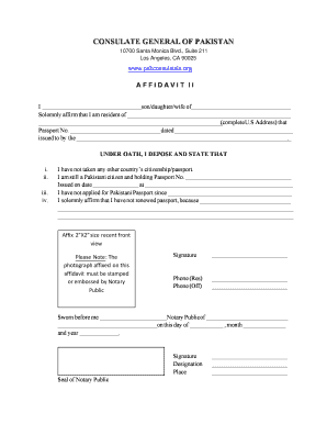 Pakistan Affidavit Form II