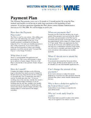 Western New England University Payment Plan Application