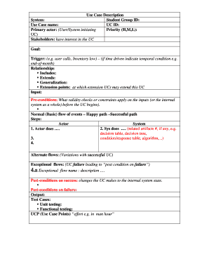 Use Case Description Template