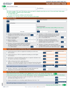 UK Trust and Estate Tax Return Trade Form