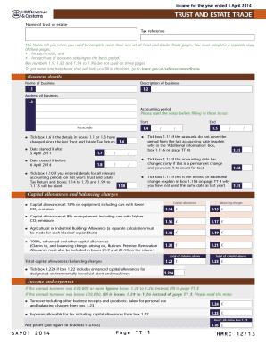 UK Trust and Estate Tax Return Form SA901 2014