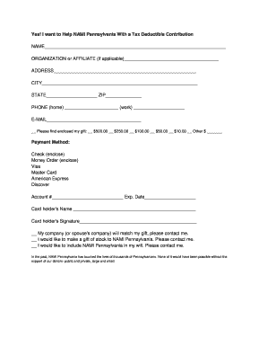 NAMI Pennsylvania Donation Form