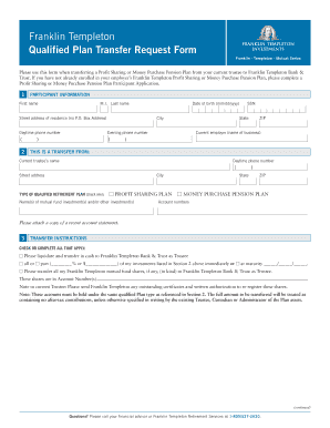 Franklin Templeton Qualified Plan Transfer Request Form