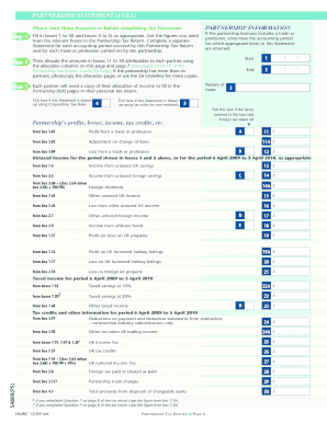 UK Partnership Tax Return Statement