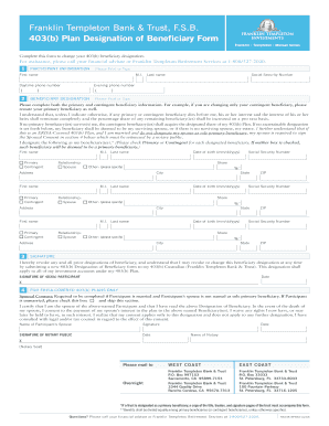 403(b) Plan Designation of Beneficiary Form