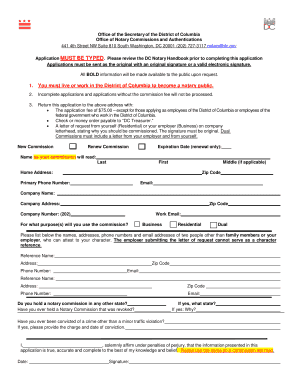 District of Columbia Notary Public Application