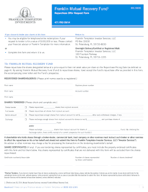 Franklin Mutual Recovery Fund Repurchase Offer Request Form