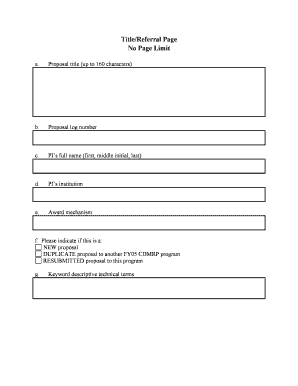 Research Proposal Form