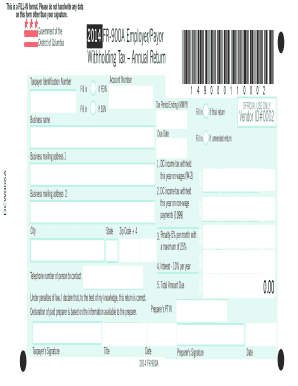 DC 2014 FR-900A Employer Withholding Tax Return