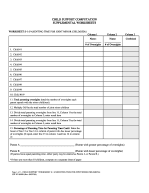 Child Support Computation Worksheet