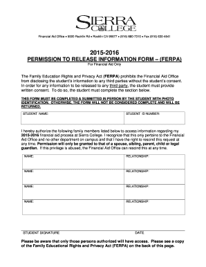 FERPA Permission to Release Information Form