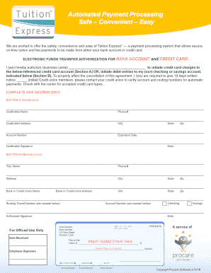 Tuition Express Payment Authorization Form