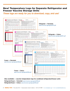 Vaccine Storage Temperature Log