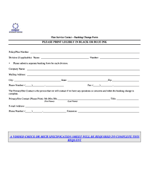 Banking Change Form for 401(k) Plan