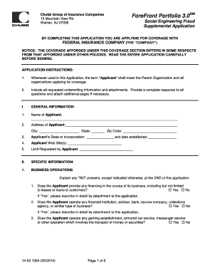 Chubb Social Engineering Fraud Supplemental Application