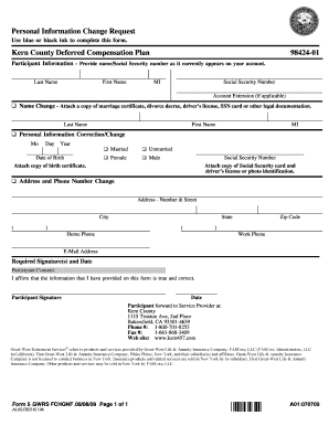 Kern County Personal Information Change Request