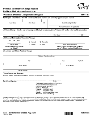 Wisconsin Deferred Compensation Personal Information Change Request