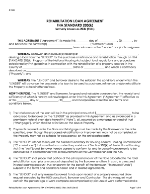 203k rehabilitation loan agreement