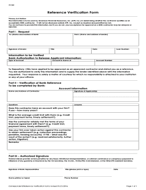 Reference Verification Form for 203k Contractor