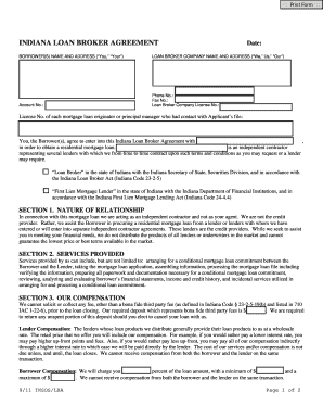 Indiana Loan Broker Agreement
