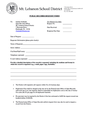 Pennsylvania Public Records Request Form