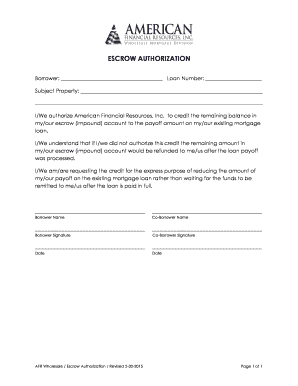 Escrow Authorization Form