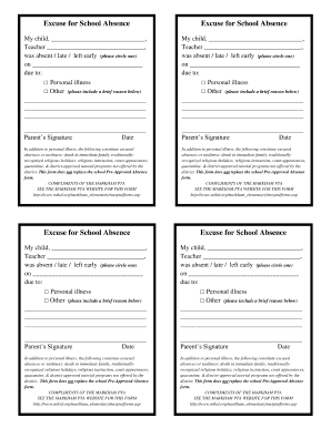 School Absence Excuse Form