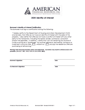 Borrower's Identity-of-Interest Certification