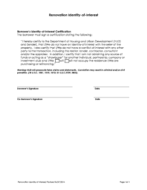 Borrower's Identity-of-Interest Certification