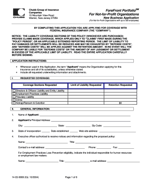 Chubb ForeFront Portfolio Insurance Application