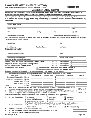 Management Liability Insurance Proposal Form