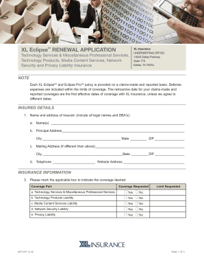 XL Eclipse Renewal Application