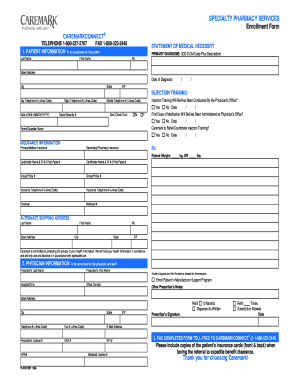 CaremarkConnect Specialty Pharmacy Enrollment Form