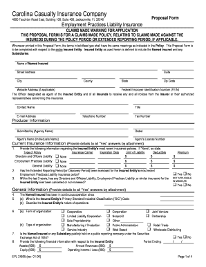 Employment Practices Liability Insurance Proposal Form