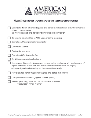 HomeStyle Broker Submission Checklist