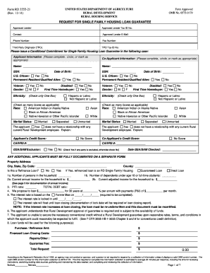 USDA Single Family Housing Loan Guarantee Request