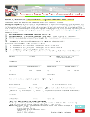 Governmental Accounting Course Registration Form