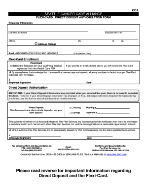 Seattle Cancer Care Alliance Flexi-Card Authorization