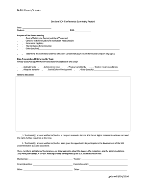Section 504 Conference Summary Report