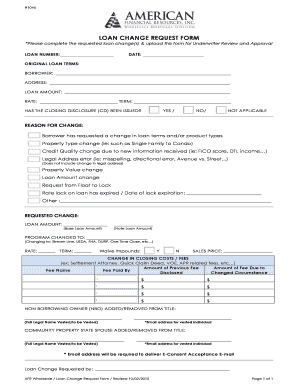 Loan Change Request Form
