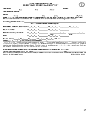 Kentucky Medical Exemption Certificate